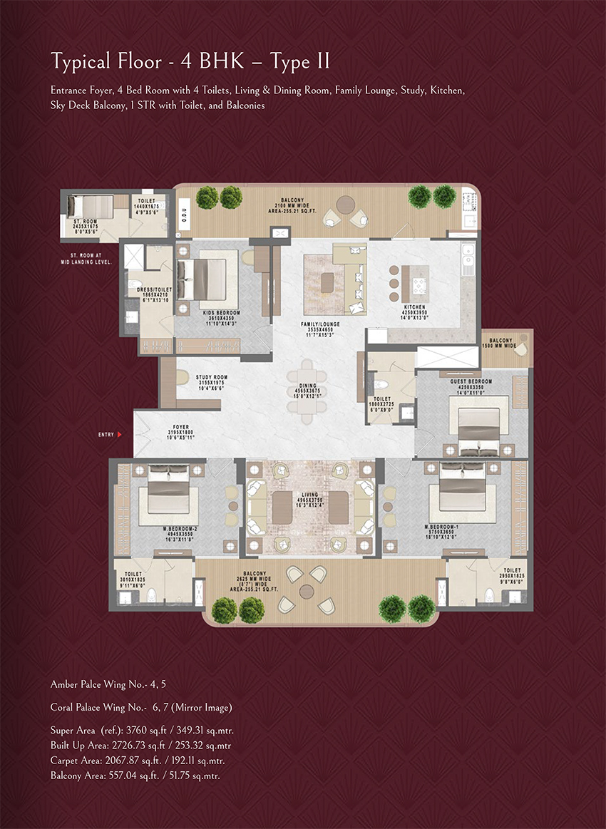 2 BHK Floor Size